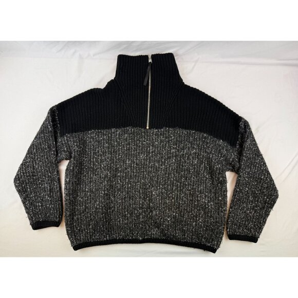Varley Sweater Willard Half Zip Womens Medium Chunky Knit Pullover Black $178 - Picture 2 of 10